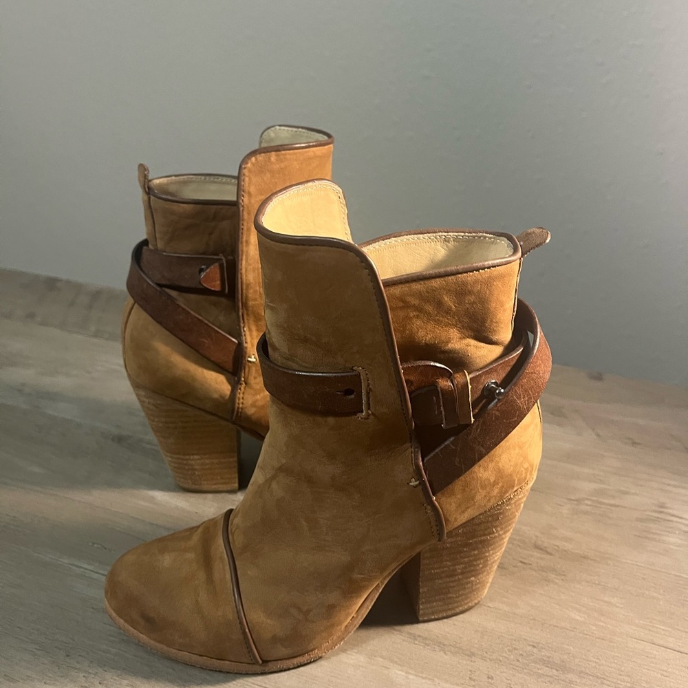 Rag & Bone Suede Caramel Heeled Ankle Boots